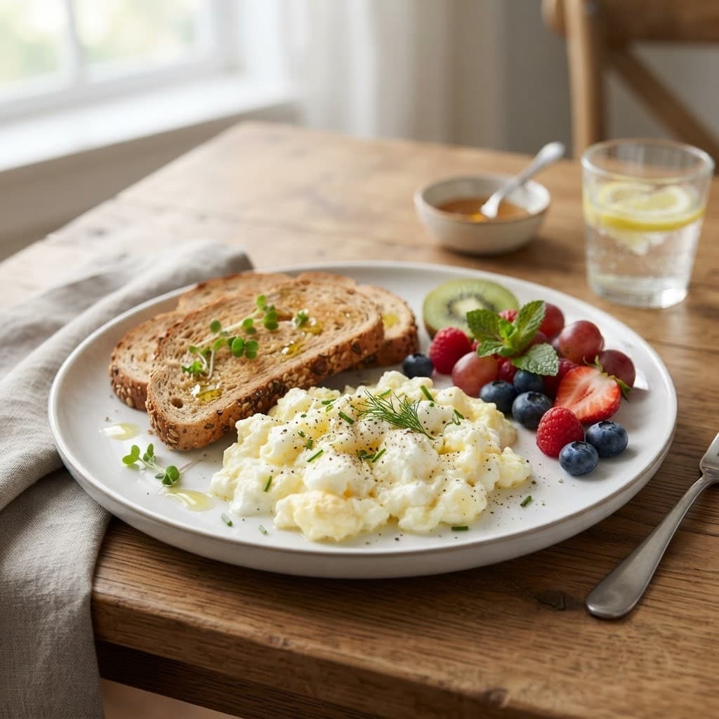 American Egg White and Toast Breakfast Plate