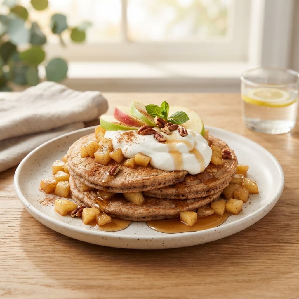 Apple Cinnamon Pancakes with Greek Yogurt