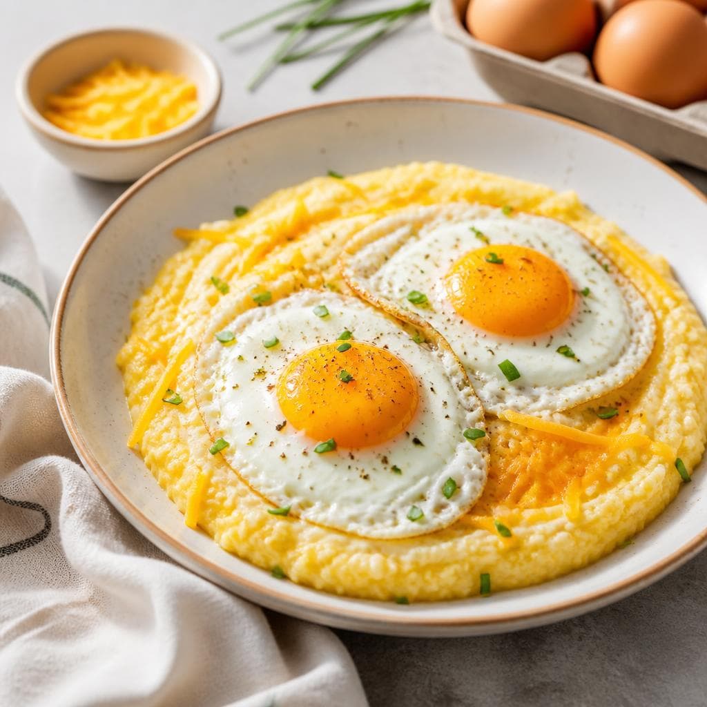 Cheddar Grits with Fried Eggs