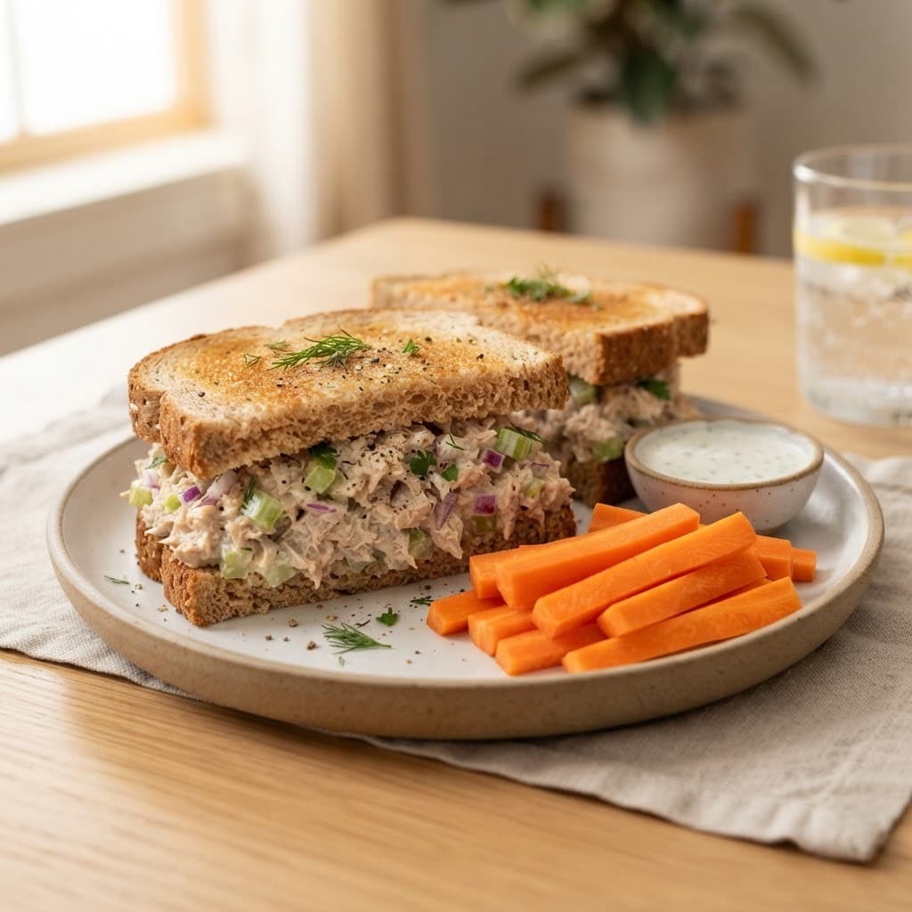 Classic Tuna Salad Sandwich with Carrot Sticks