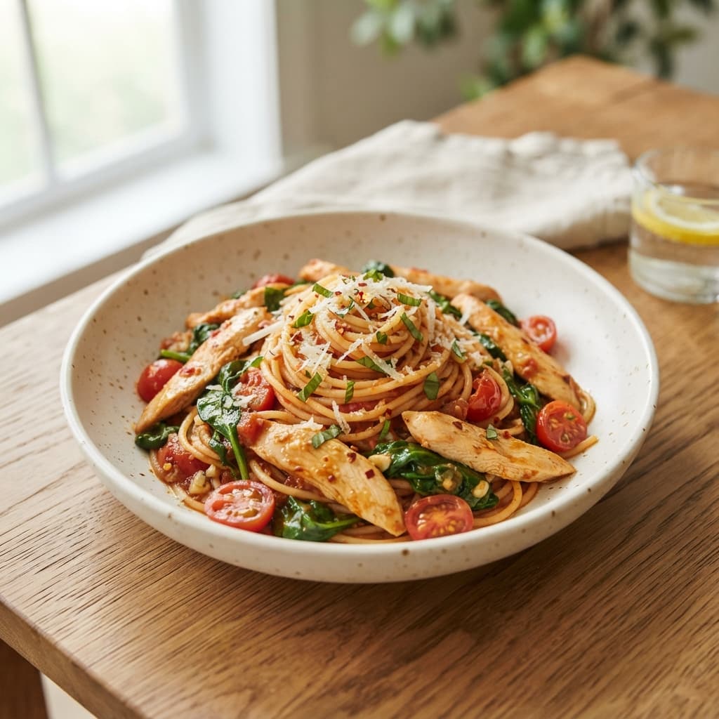 Italian Chicken and Spinach Spaghetti
