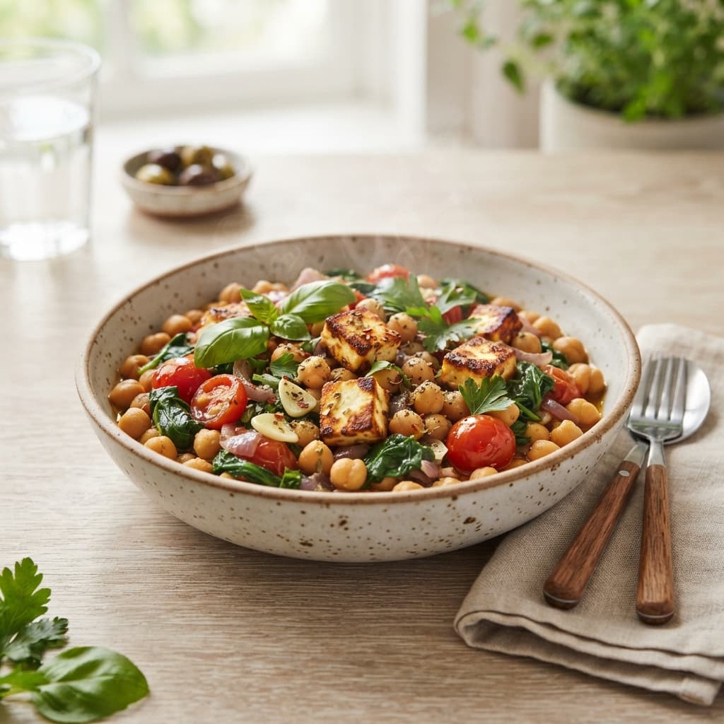 Italian Garlic Chana and Paneer Bowl