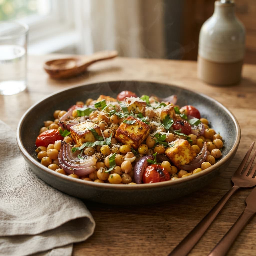 Italian Spiced Paneer and Soyabean Skillet