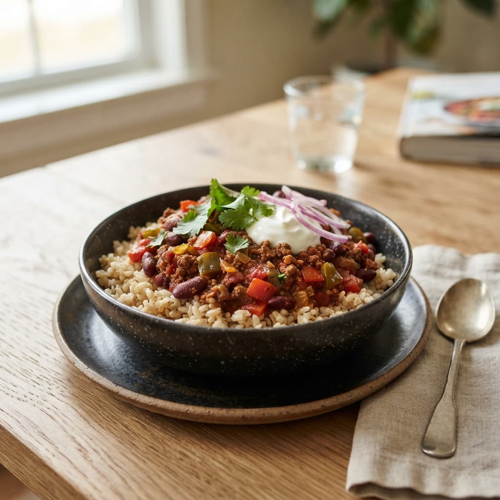Lean Beef Chili with Brown Rice