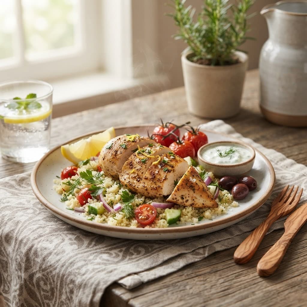 Mediterranean Lemon Herb Chicken with Fluffy Couscous