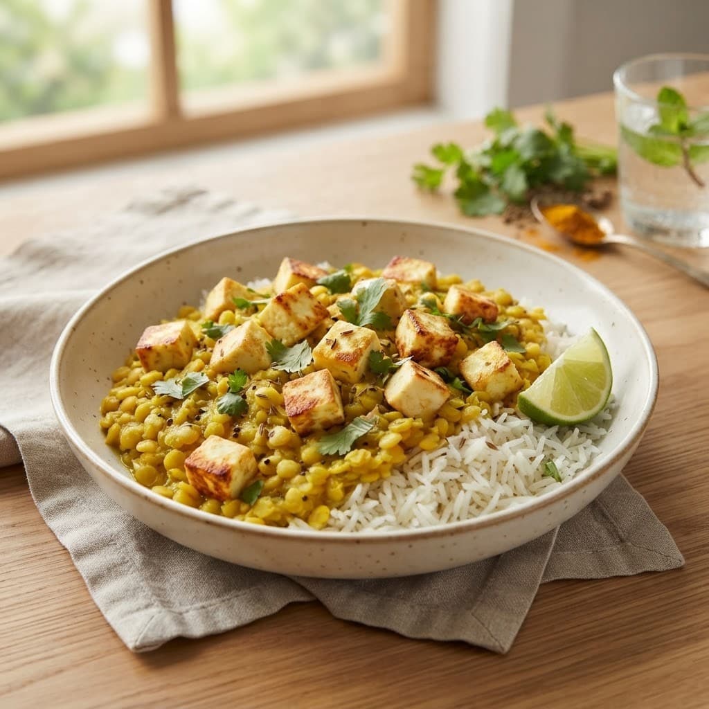 Mild Paneer and Yellow Lentil Rice