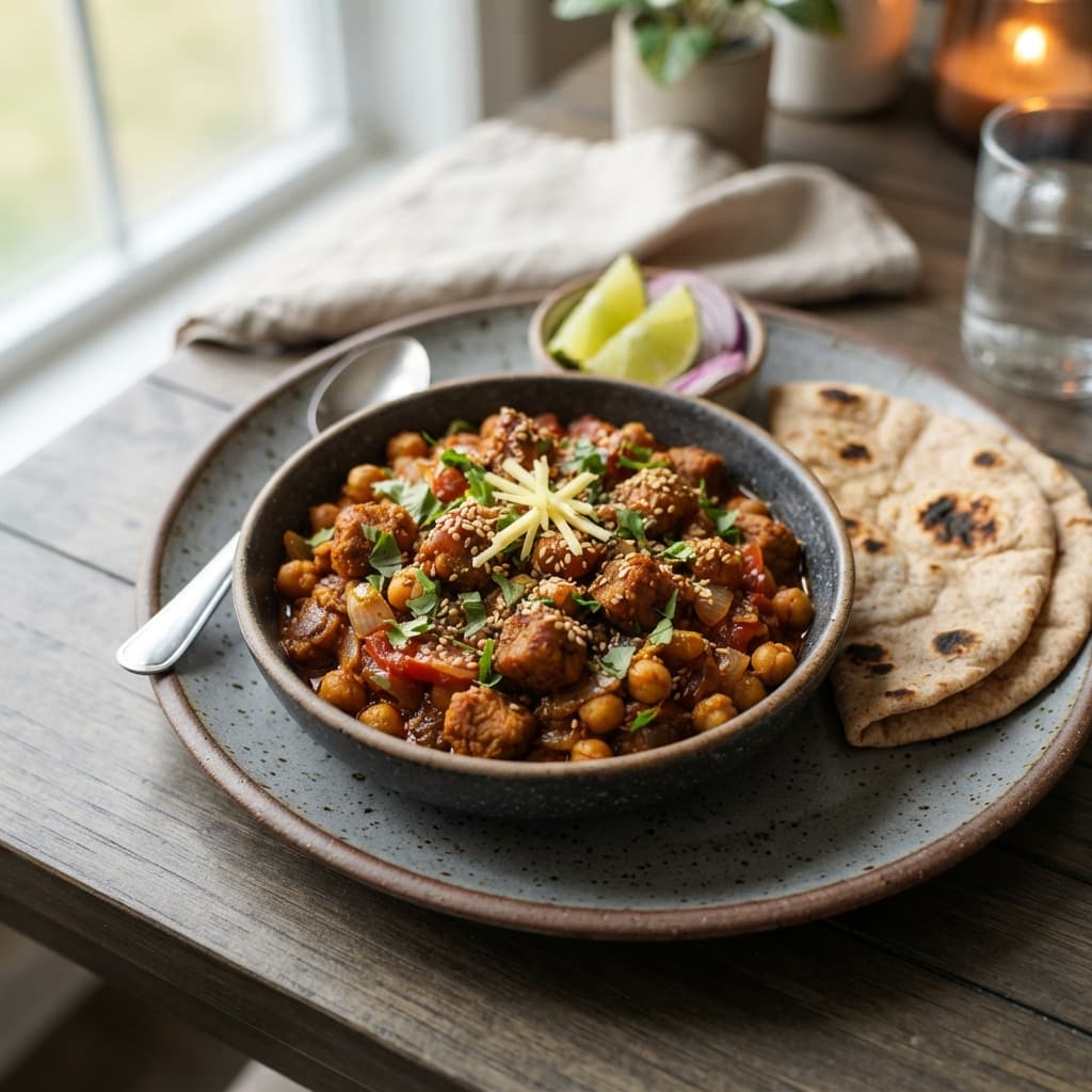 Soyabean and Chana Garlic Masala