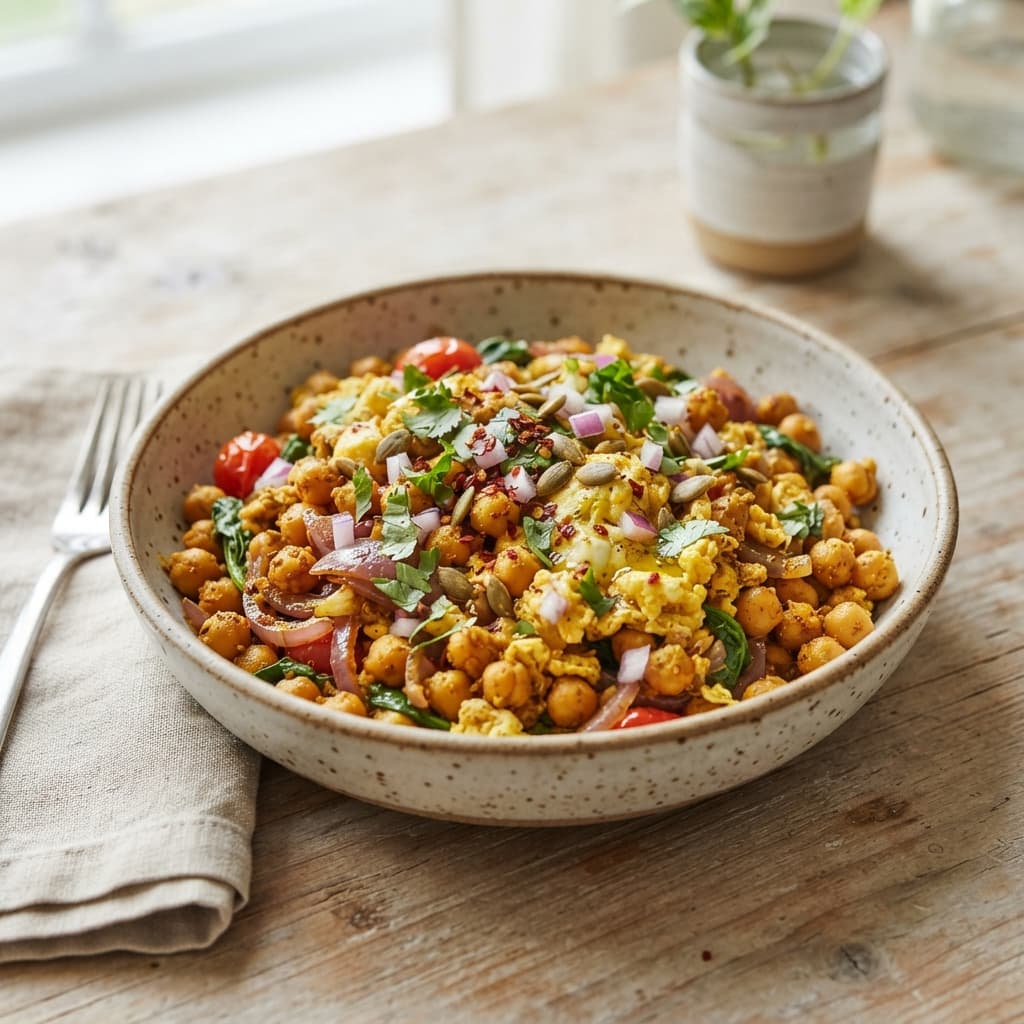 Spiced Egg and Chana Breakfast Hash