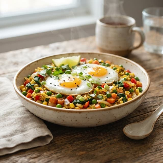 Egg and Mixed Vegetable Breakfast Rice