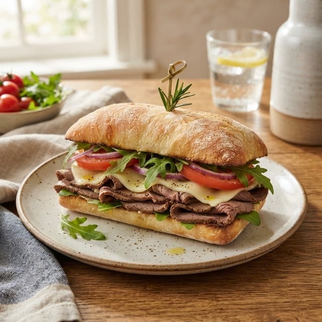 Italian Roast Beef and Provolone Ciabatta