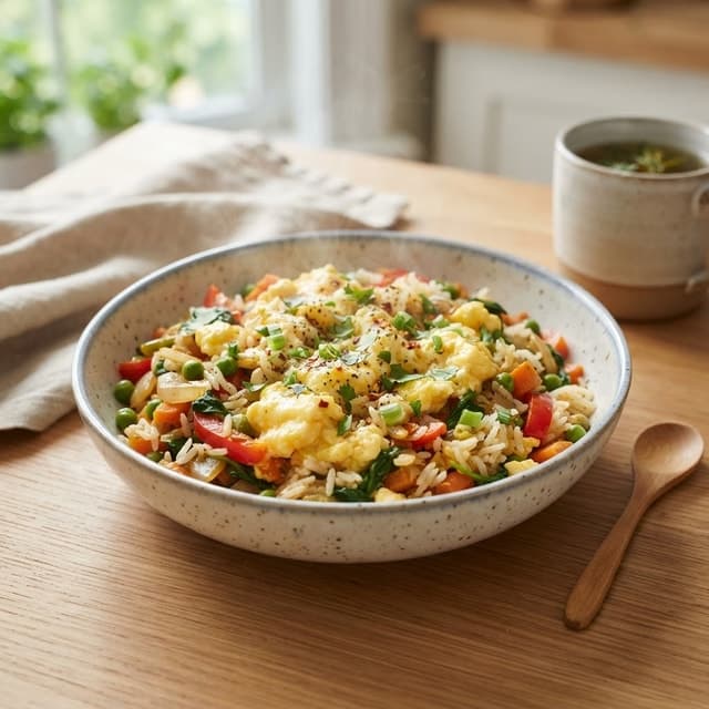 Scrambled Eggs and Veggie Rice