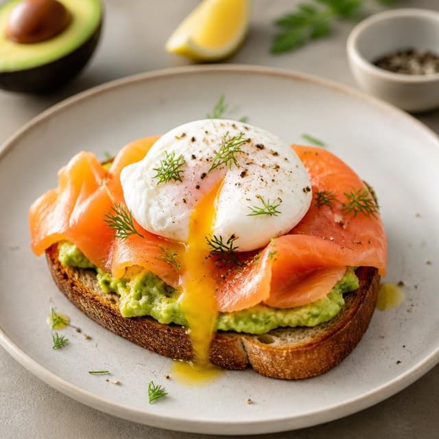 Smoked Salmon Avocado Toast with Poached Egg